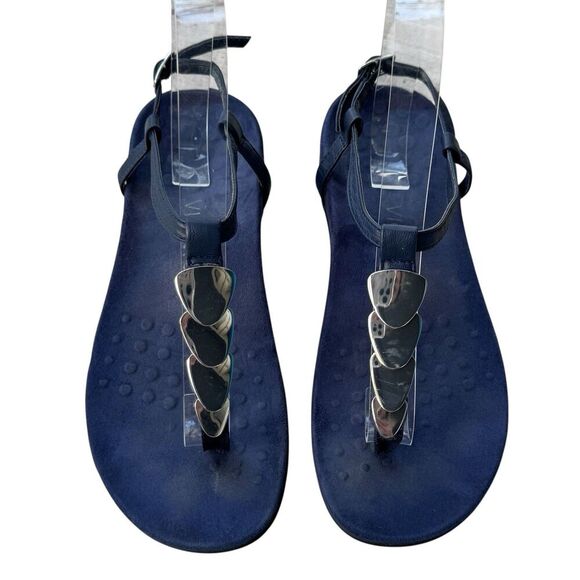 Vionic Rest MIAMI Blue Thong Slingback Sandal Metallic Detail Size 6 Orthaheel - Picture 1 of 7